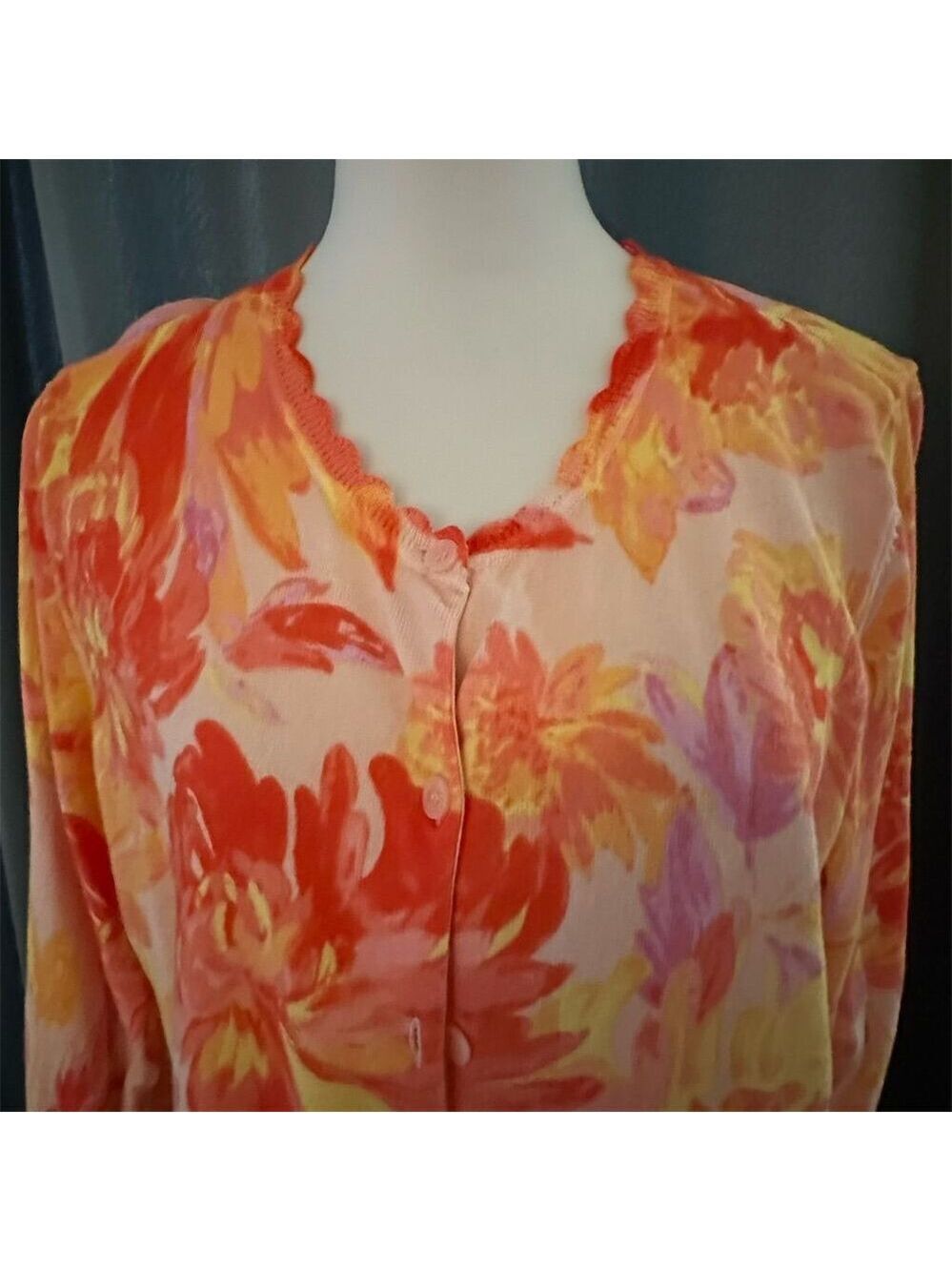 Isaac Mizrahi Live! Women's XL Floral Cardigan Sweater Multicolor